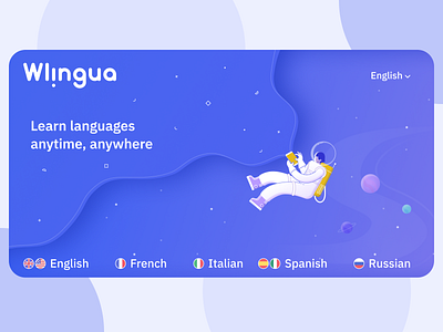 Language learning platform astronaut design figmadesign flat illustration language learning learning app learning platform space webdesign website