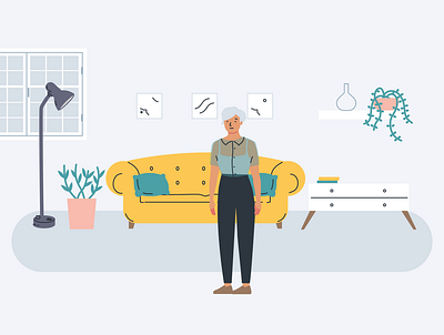 Living room character design design elearning figmadesign flat illustration interface living room ui