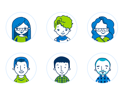 Team Set Icon character face flat illustration icon team