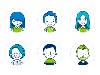 Team Set Icon character face flat illustration icon team