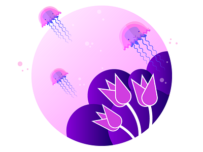 Jellyfish character design flat illustration