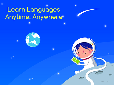 Learn languages Anytime, Anywhere character design flat illustration