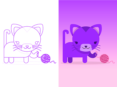 Cat cat flat illustration
