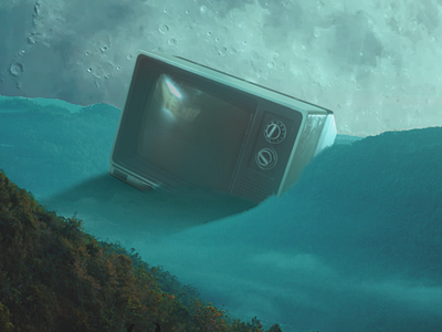 Floating old TV digital imaging old tv photo manipulation photography