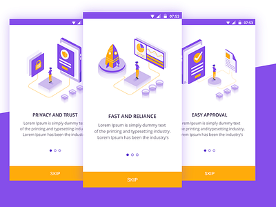 Onboarding illustrations for a financial app