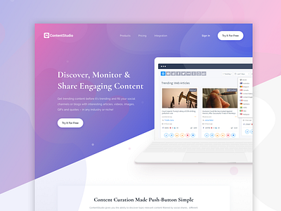 Landing page for a content management SaaS