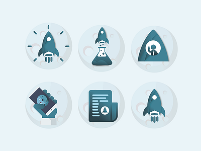 Icons for Slingshot blue design graphic icons illustrations manypixels rockets