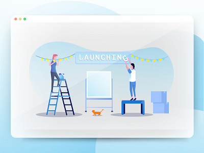 Preparation blue design graphic illustration landingpage launching manypixels ui