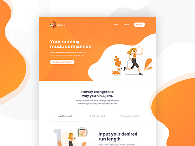 Harvy Landing Page design graphic harvy illustration landing landingpage manypixels music spotify ui uidesign website