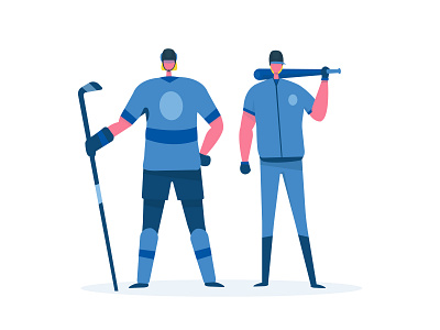 We're Game If You Are baseball blue design game graphic hockey illustration manypixels