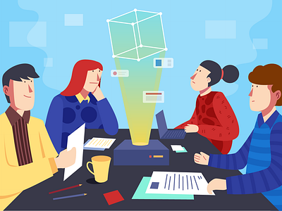 Digital Team Meeting Illustration