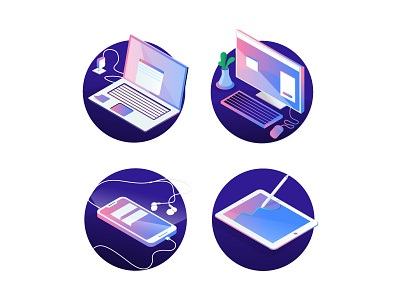 Gadgets Illustration blue computer design graphic illustration laptops manypixels smartphone tablet