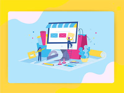 Bulding E-commerce Website Illustration