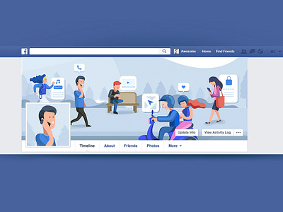 Facebook Header Illustration blue design graphic header design illustration manypixels