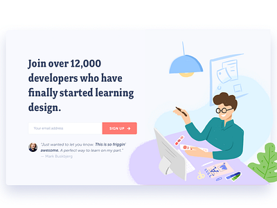 Design Academy Landing Page Illustration blue design developer graphic illustration manypixels