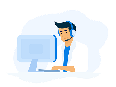 Hello, how can I help you with? blue customerservice design graphic illustration manypixels