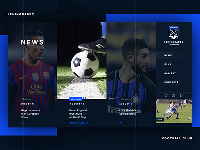 Football Club News Page ball blue club design fc football news soccer ui webdesign