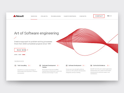 Homepage Design 2 – IT Development clean developer gray homepage it lines outsource red reksoft software white