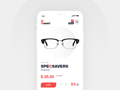 Mobile Version – Glasses Estore cart concept ecommerce estore glasses mobile product card page white