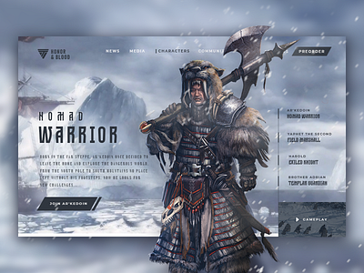 Nomad Warrior – Game Character Promo axe characters classes epic game glacier ice knight nomad preorder rpg warrior