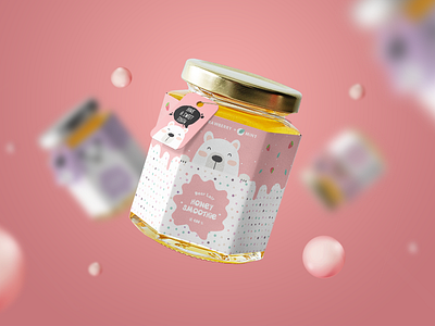 Honey Smoothie – Strawberry Mint bear honey jar labeldesign mint pack pink smoothie strawberry sweet tasty