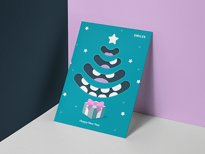 New Year Card for a Dentistry boxing day card design concept dentistry design new year new year 2018 new year card new year tree stomatology teeth tooth
