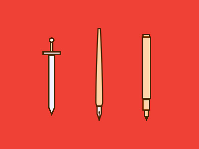 Weapons icon illustration ink line marker nib pen sword weapon