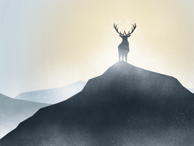 Deer 2 deer fleet foxes glow illustration light mood mountain peak poster snow sun sunshine texture