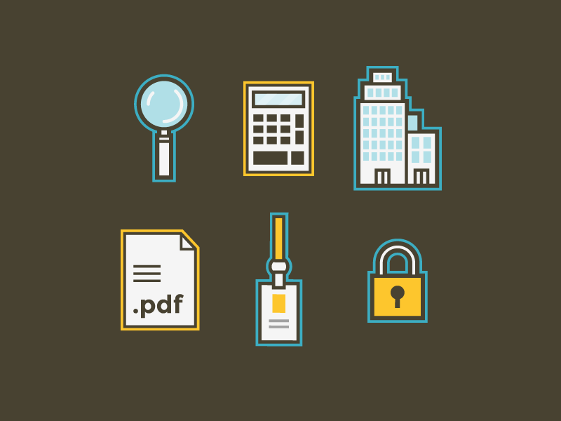 icon studies icon glass calculator bulding pdf card locker illustration