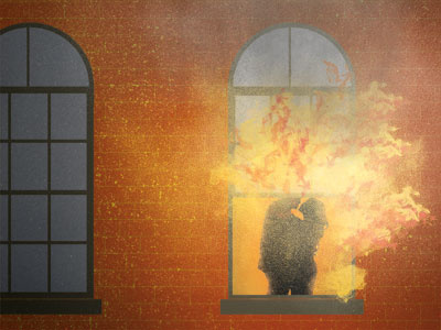 Couple on window band couple fire gig hot poster silhouette texture window