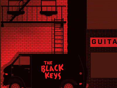 A bad ass van band black gig guitar halftone keys poster shop texture van