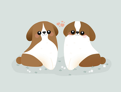 Cute cute cute animal cute art design dog illustration dogs graphic happy illustration kid lover minimal pastel puppies romantic valentine day valentines valentinesday