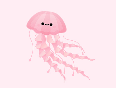 Jellyfish animal cute design fish graphic happy illustration jelly jelly fish jellyfish kawaii minimal pastel pink