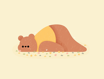 Lazy bear bear cute design graphic happy illustration kawaii kid lazy minimal pastel quarantine sleep sleepy teddybear