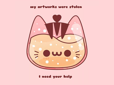 My artworks were stolen art theft branding cat cats cute design graphic happy help illustration kawaii kid kitten kitty logo meow minimal pet