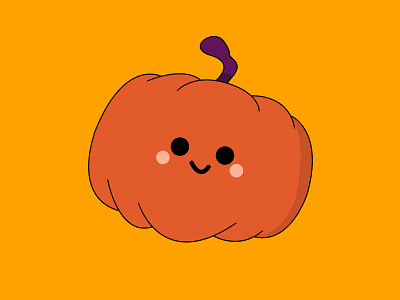 Pumpkin cute design eat fruit graphic halloween happy illustration kid minimal orange pumpkin