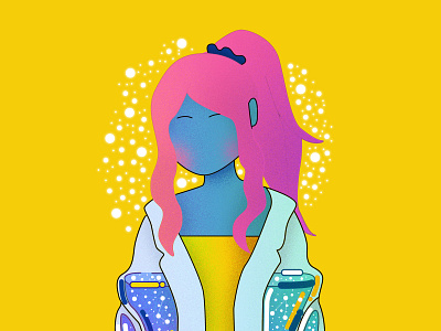 Lady beauty cool cute design draw this in your style fashion graphic illustration japan jelly lady minimal people pink portrait princess purple water woman