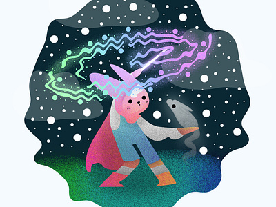 Magic Bunny abstract bunny chromatic cute design draw this in your style fantasy graphic happy illustration kid magic mystical rabbit ranbow wizard