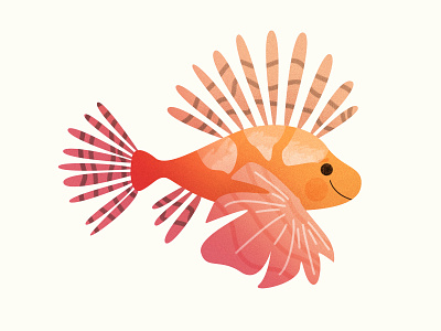 Lionfish 2019 animal creature cute design graphic happy illustration kid lionfish mermay minimal mystical myth ocean pastel sea spring