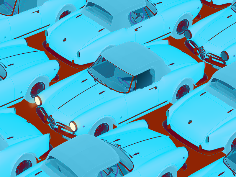 Dream personal project blue cars drawing illustration