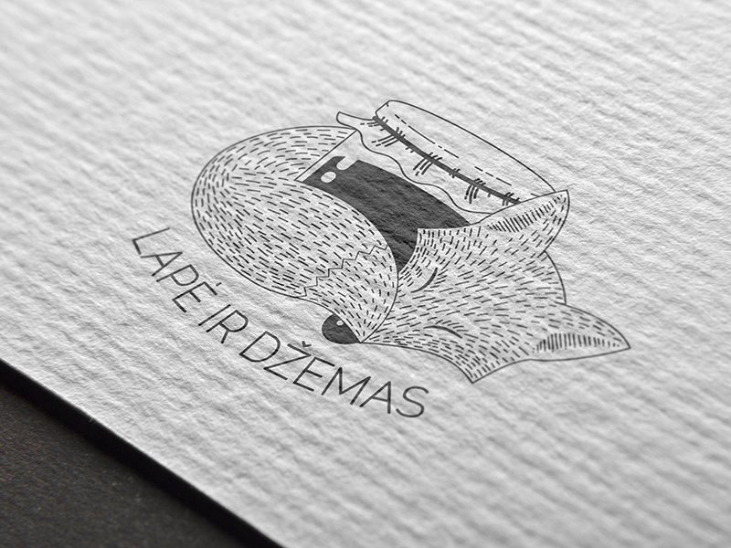 Fox and Jam logo stamp line art trademark jam fox branding brand logo