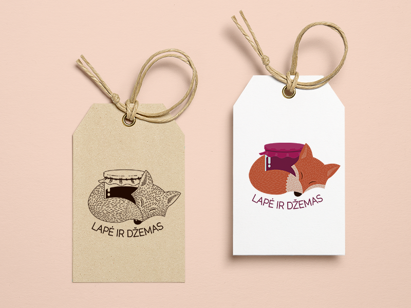 Fox and Jam stamp and color logo stamp jam fox trademark branding brand logo