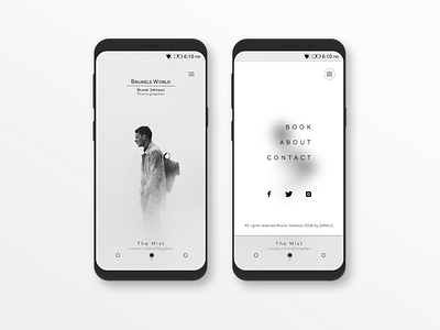 Brunels World mobile landing page grey scale landing page minimalist design mobile photography typography ui