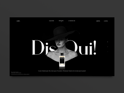 Dis Oui! Parfum from Paris landing page concept black and white calone lady landing page monochrome parfum perfume ui ux web webpage