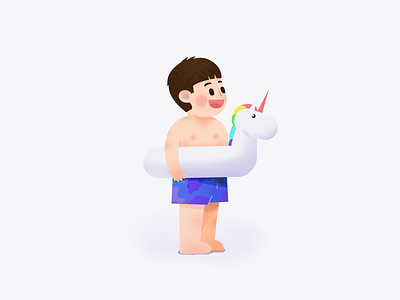 Happy little boy boy summer unicorn 插图