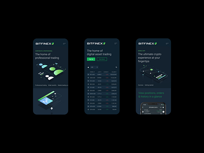 Bitfinex Mobile Designs branding crypto cryptocurrency design fintech illustration mobile mobile design responsive website trading trading platform ui ux web