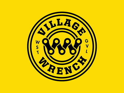 Village Wrench Primary Logo futura icon illustration typography united