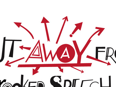 Away illustration neutra text red typography