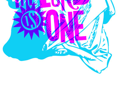 Is One blue illustration pink typography