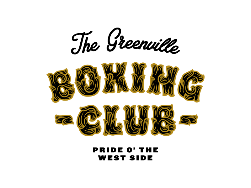 In the Club badge badges lockup knockout hobeaux rococeaux typography script